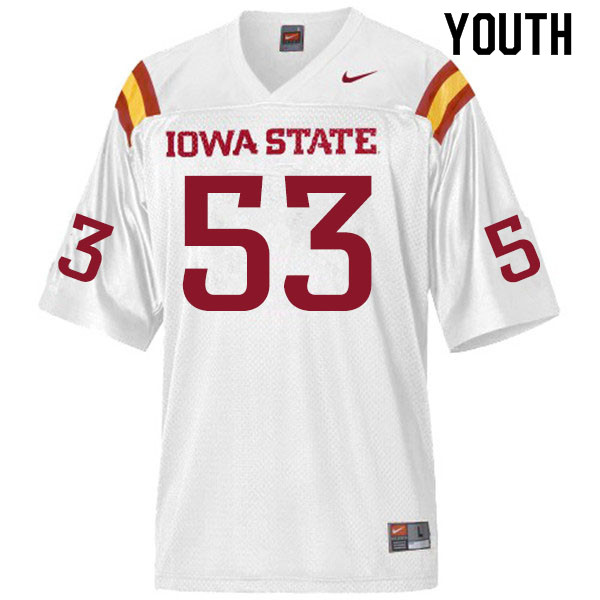 Youth #53 Will Clapper Iowa State Cyclones College Football Jerseys Sale-White